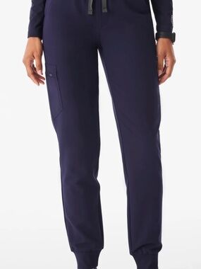 Figs Navy Blue High-waisted Ruched Zamora Pants